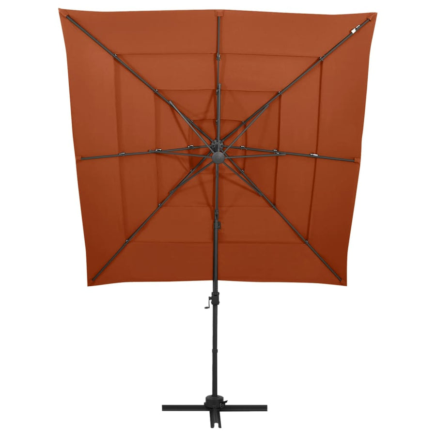 Parasol 4-Laags Met Aluminium Paal 250X250 Cm Kleurig Terracotta