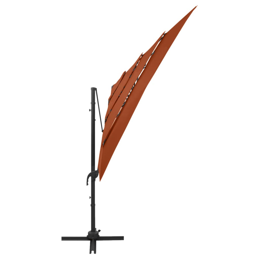 Parasol 4-Laags Met Aluminium Paal 250X250 Cm Kleurig Terracotta