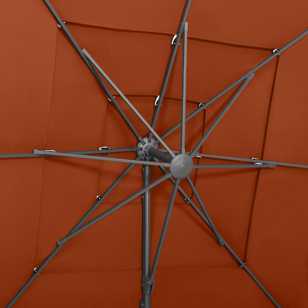 Parasol 4-Laags Met Aluminium Paal 250X250 Cm Kleurig Terracotta