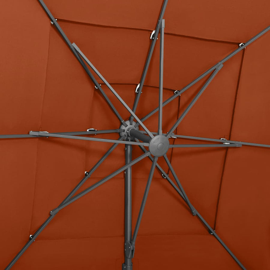 Parasol 4-Laags Met Aluminium Paal 250X250 Cm Kleurig Terracotta