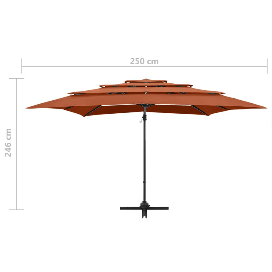 Parasol 4-Laags Met Aluminium Paal 250X250 Cm Kleurig Terracotta