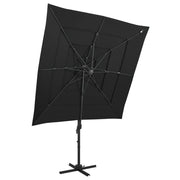 4-layer Parasol with Aluminum Pole 250x250 cm Black