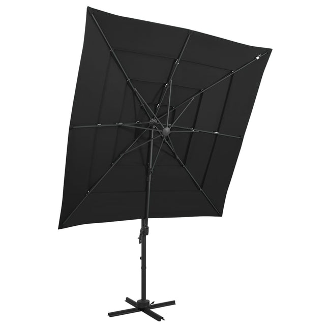 Parasol 4-Laags Met Aluminium Paal 250X250 Cm Zwart