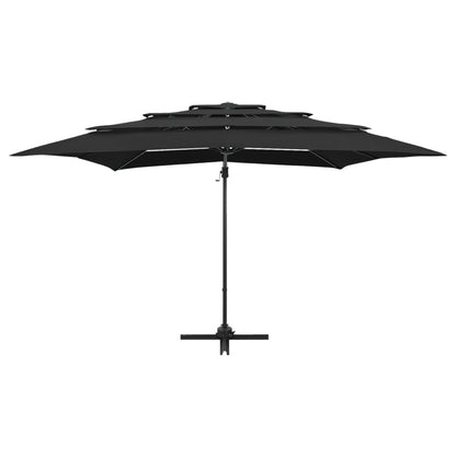 Parasol 4-Laags Met Aluminium Paal 250X250 Cm Zwart