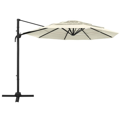 Parasol 4-Laags Met Aluminium Paal 3X3 M Kleurig Zand