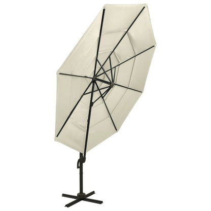 Parasol 4-Laags Met Aluminium Paal 3X3 M Kleurig Zand