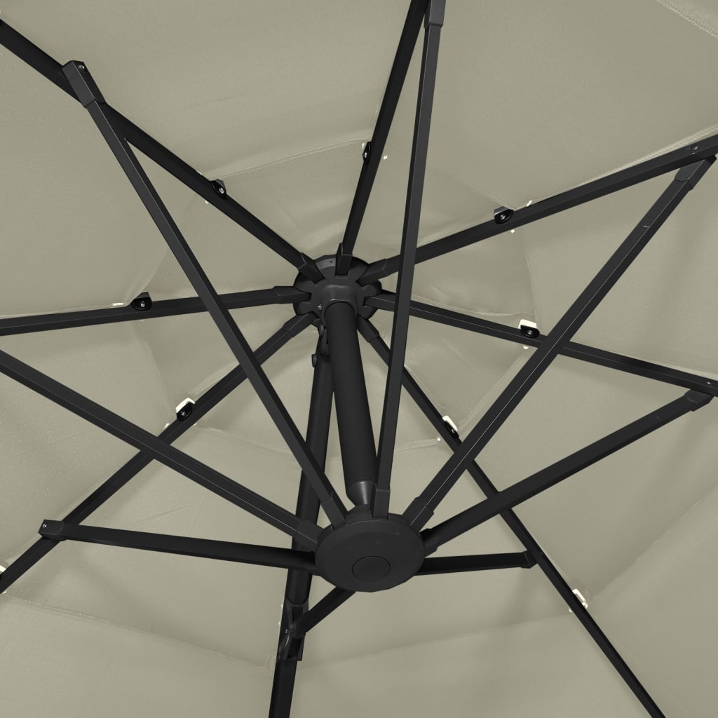 Parasol 4-Laags Met Aluminium Paal 3X3 M Kleurig Zand