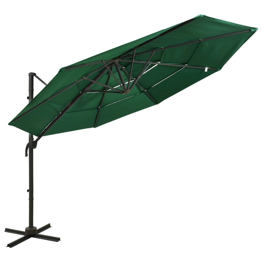 Parasol 4-Laags Met Aluminium Paal 3X3 M Zandkleurig