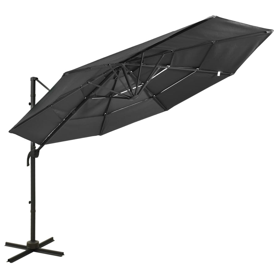 Parasol 4-Laags Met Aluminium Paal 3X3 M Zandkleurig