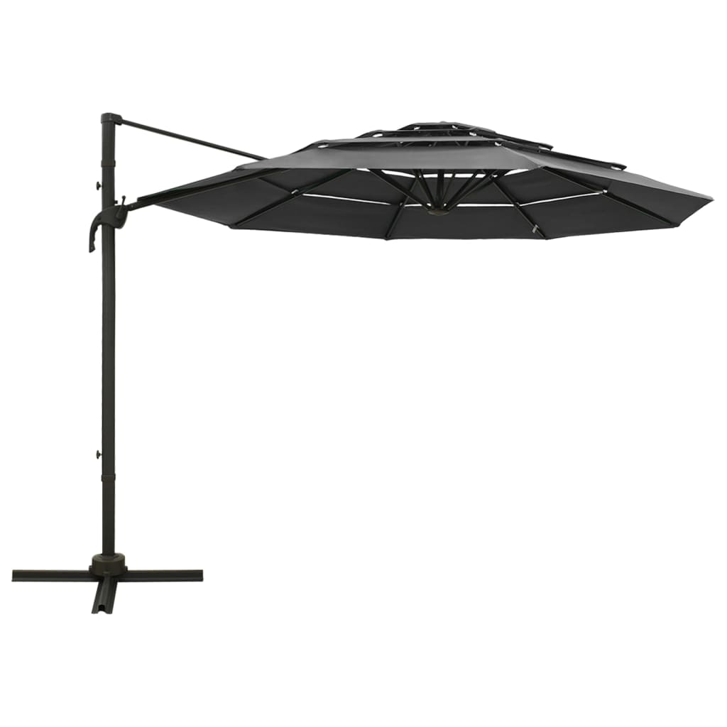 Parasol 4-Laags Met Aluminium Paal 3X3 M Kleurig Antraciet