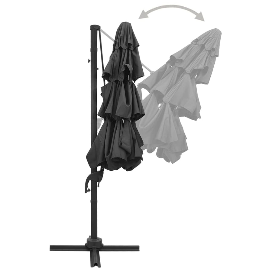 Parasol 4-Laags Met Aluminium Paal 3X3 M Kleurig Antraciet