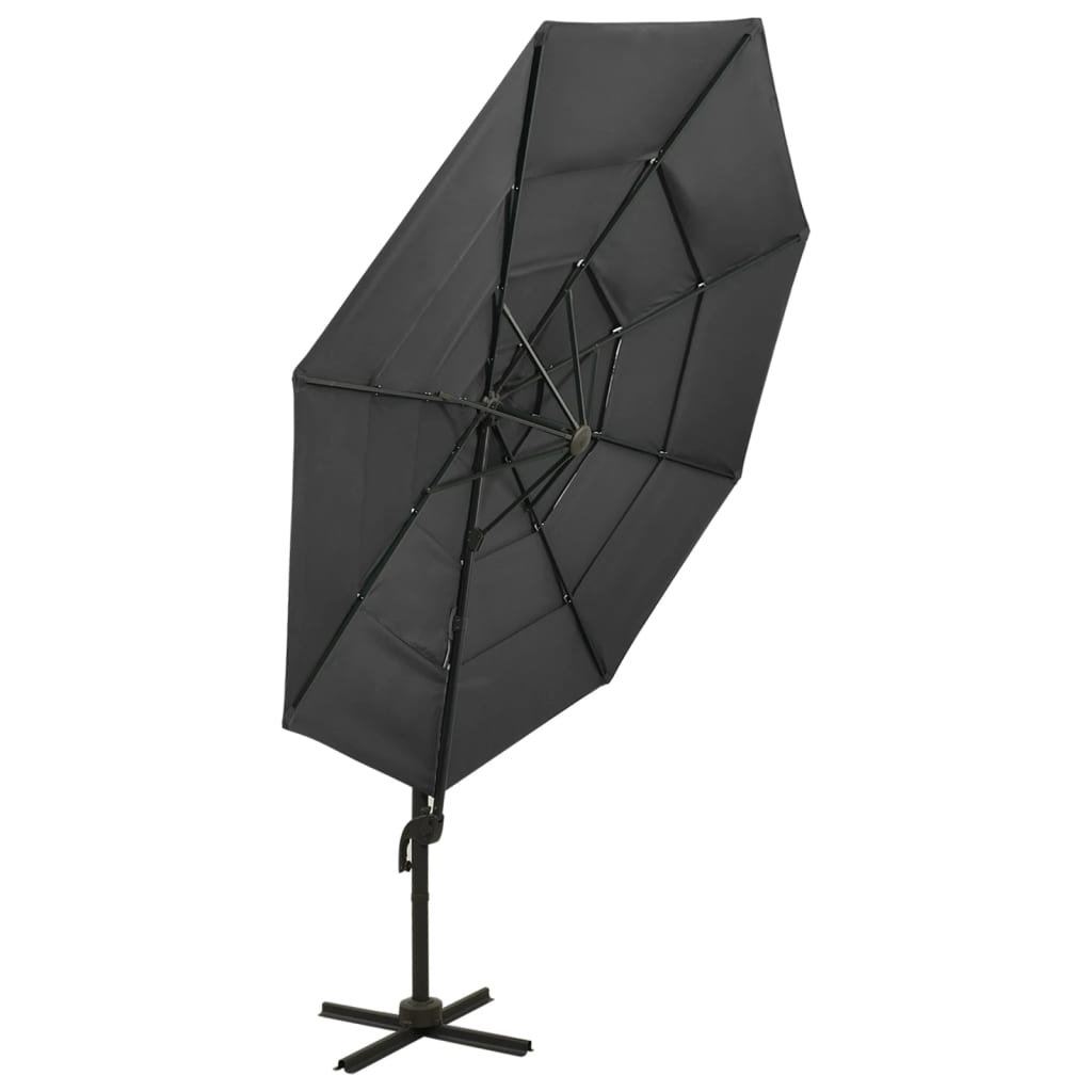 Parasol 4-Laags Met Aluminium Paal 3X3 M Kleurig Antraciet