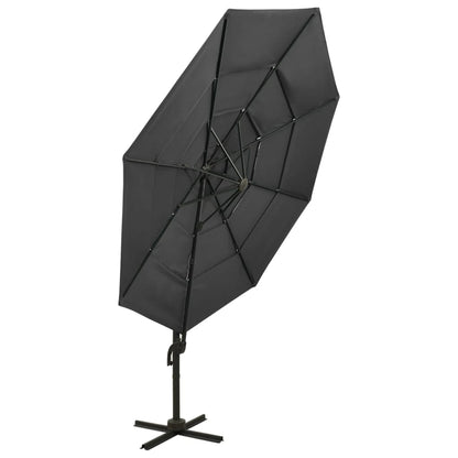 Parasol 4-Laags Met Aluminium Paal 3X3 M Kleurig Antraciet