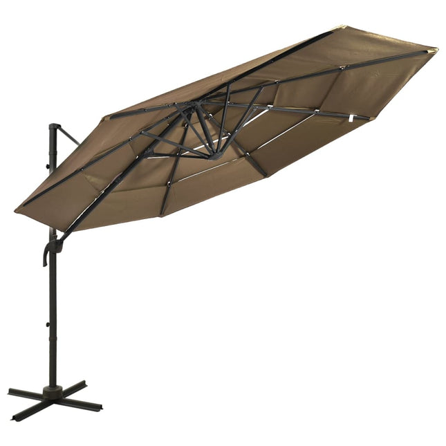 Parasol 4-Laags Met Aluminium Paal 3X3 M Taupe