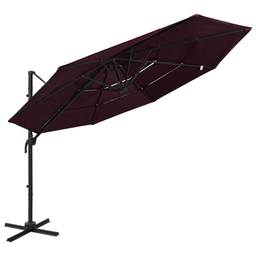 Parasol 4-Laags Met Aluminium Paal 3X3 M Zandkleurig