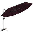 Parasol 4-Laags Met Aluminium Paal 3X3 M Bordeauxrood