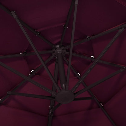 Parasol 4-Laags Met Aluminium Paal 3X3 M Bordeauxrood