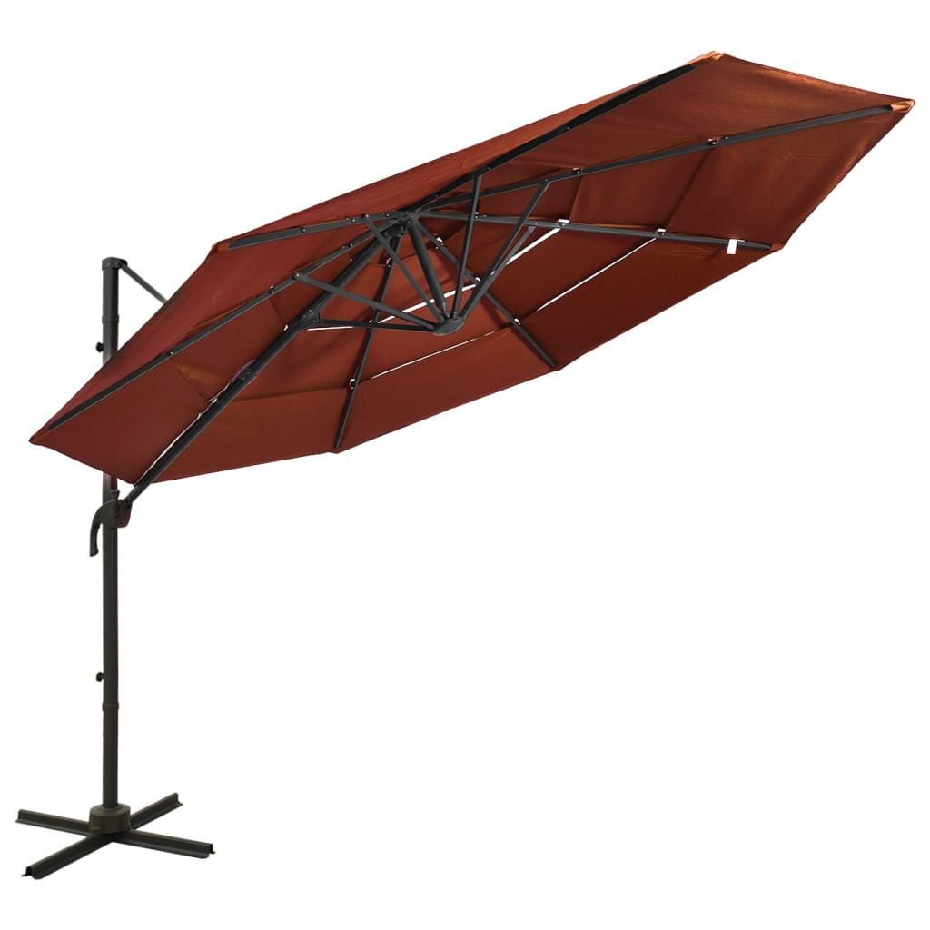 Parasol 4-Laags Met Aluminium Paal 3X3 M Zandkleurig
