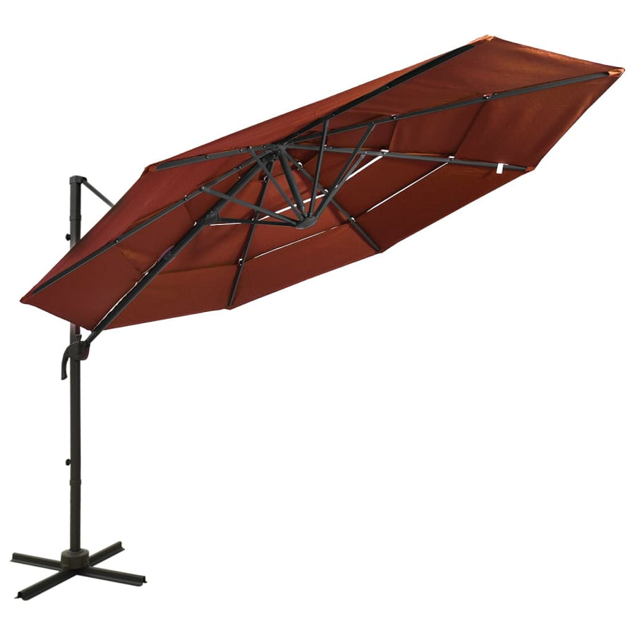 Parasol 4-Laags Met Aluminium Paal 3X3 M Zandkleurig