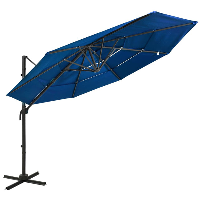 Parasol 4-Laags Met Aluminium Paal 3X3 M Azuurblauw azure blue