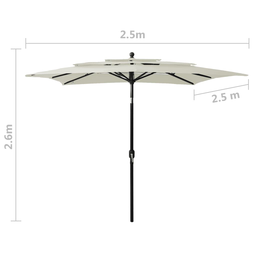 Parasol 3-Laags Met Aluminium Paal 2,5X2,5 M Kleurig 2.5 x 2.5 m Zand