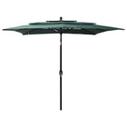 Parasol 3-Laags Met Aluminium Paal 2,5X2,5 M 2.5 x 2.5 m Groen