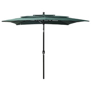3-layer parasol with aluminum pole 2.5x2.5 m green