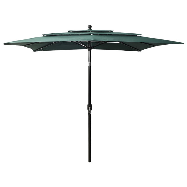 Parasol 3-Laags Met Aluminium Paal 2,5X2,5 M 2.5 x 2.5 m Groen