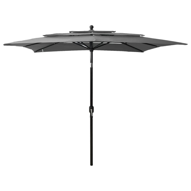 Parasol 3-Laags Met Aluminium Paal 2,5X2,5 M Kleurig 2.5 x 2.5 m Antraciet