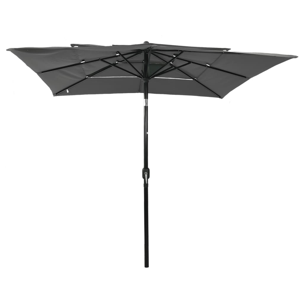 Parasol 3-Laags Met Aluminium Paal 2,5X2,5 M Kleurig 2.5 x 2.5 m Antraciet