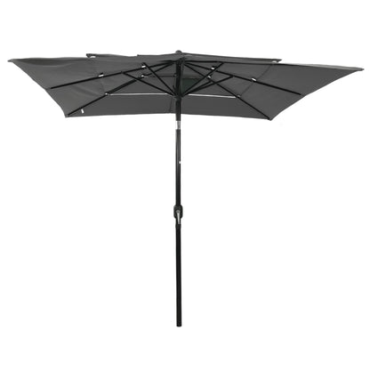 Parasol 3-Laags Met Aluminium Paal 2,5X2,5 M Kleurig 2.5 x 2.5 m Antraciet