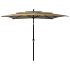 Parasol 3-Laags Met Aluminium Paal 2,5X2,5 M 2.5 x 2.5 m Taupe