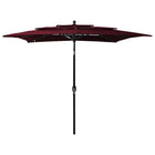 Parasol 3-Laags Met Aluminium Paal 2,5X2,5 M 2.5 x 2.5 m Bordeauxrood