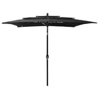 Parasol 3-Laags Met Aluminium Paal 2,5X2,5 M 2.5 x 2.5 m Zwart