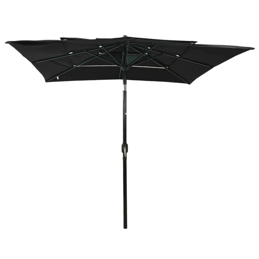 Parasol 3-Laags Met Aluminium Paal 2,5X2,5 M 2.5 x 2.5 m Zwart