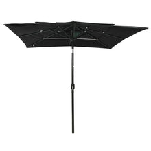 Parasol 3-Laags Met Aluminium Paal 2,5X2,5 M 2.5 x 2.5 m Zwart