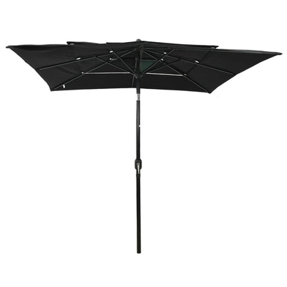 Parasol 3-Laags Met Aluminium Paal 2,5X2,5 M 2.5 x 2.5 m Zwart