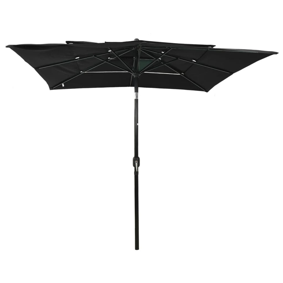 Parasol 3-Laags Met Aluminium Paal 2,5X2,5 M 2.5 x 2.5 m Zwart