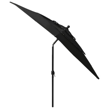 Parasol 3-Laags Met Aluminium Paal 2,5X2,5 M 2.5 x 2.5 m Zwart