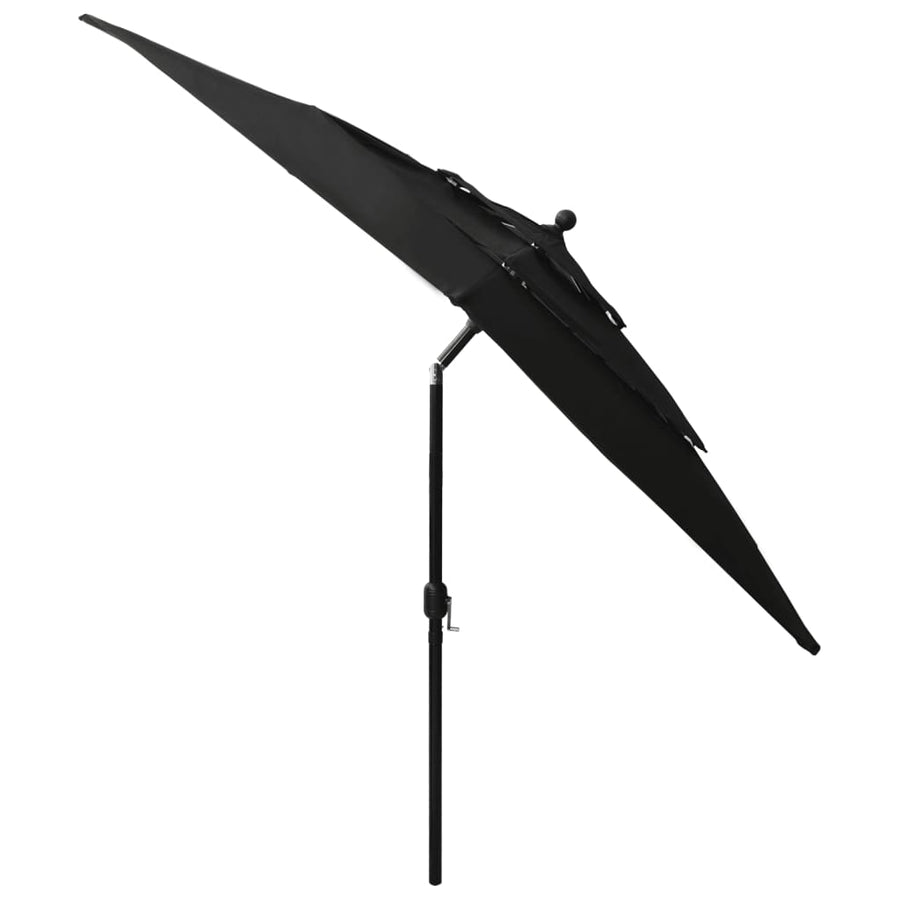 Parasol 3-Laags Met Aluminium Paal 2,5X2,5 M 2.5 x 2.5 m Zwart