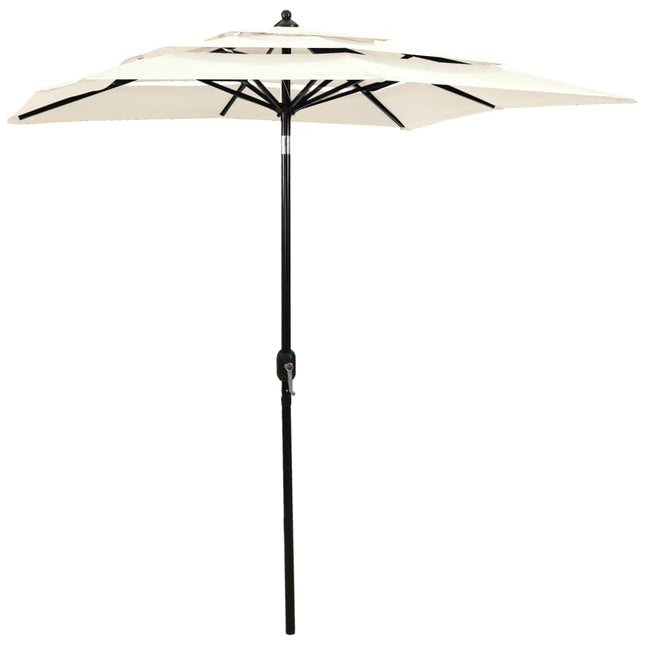 Parasol 3-Laags Met Aluminium Paal Kleurig 2 x 2 m Zand