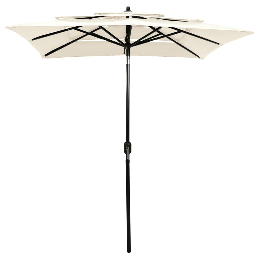 Parasol 3-Laags Met Aluminium Paal Kleurig 2 x 2 m Zand
