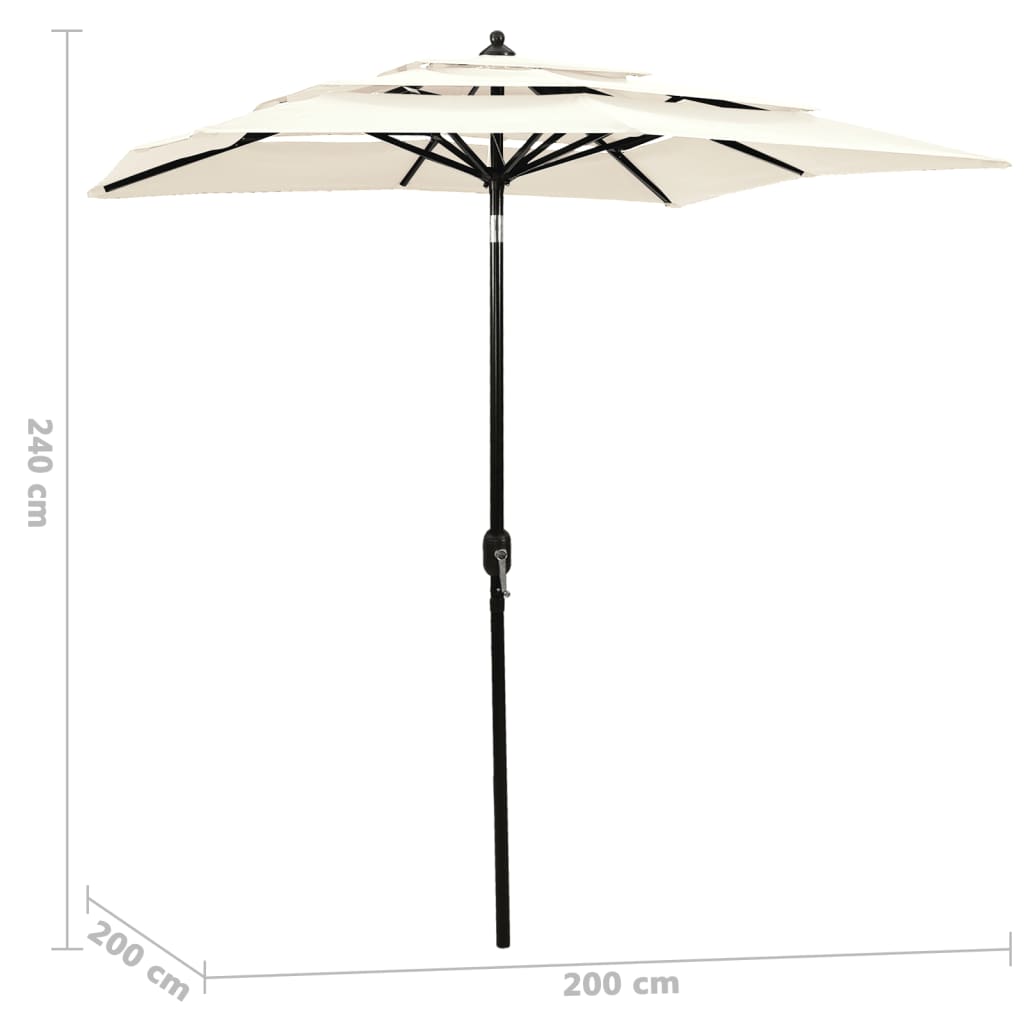 Parasol 3-Laags Met Aluminium Paal Kleurig 2 x 2 m Zand