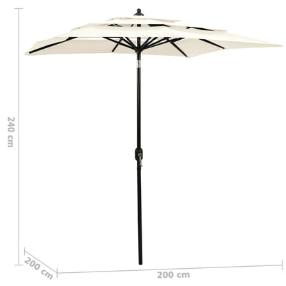 Parasol 3-Laags Met Aluminium Paal Kleurig 2 x 2 m Zand