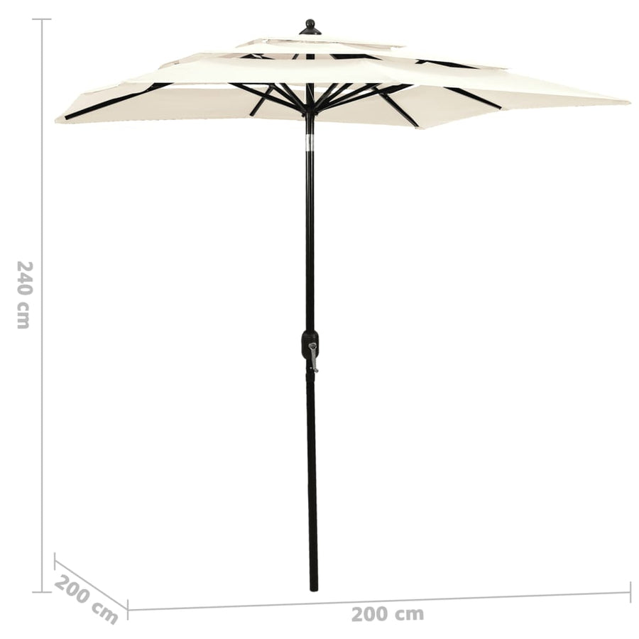 Parasol 3-Laags Met Aluminium Paal Kleurig 2 x 2 m Zand