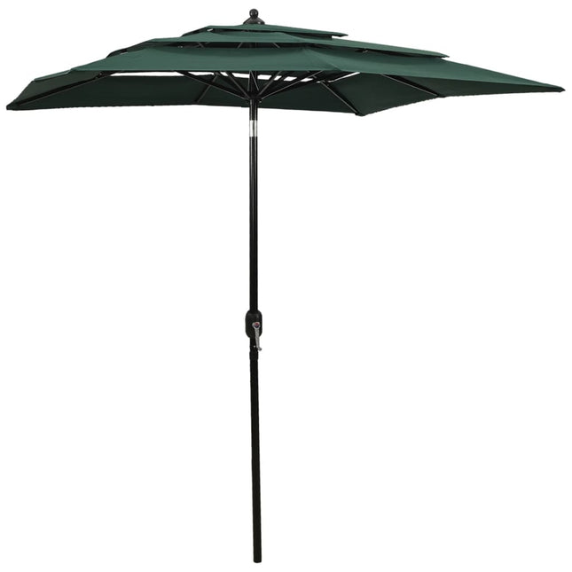 Parasol 3-Laags Met Aluminium Paal 2 x 2 m Groen