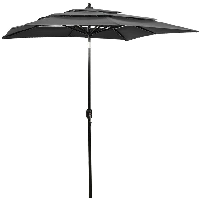 Parasol 3-Laags Met Aluminium Paal Kleurig 2 x 2 m Antraciet