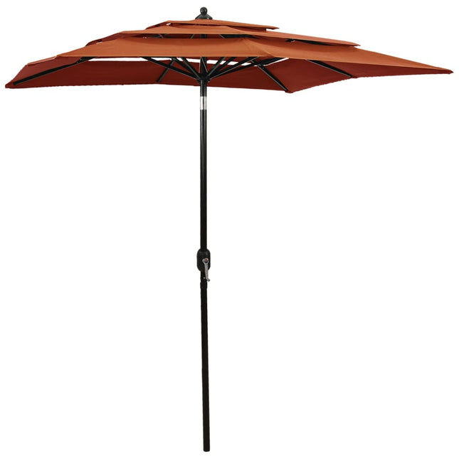 Parasol 3-Laags Met Aluminium Paal Kleurig 2 x 2 m Terracotta