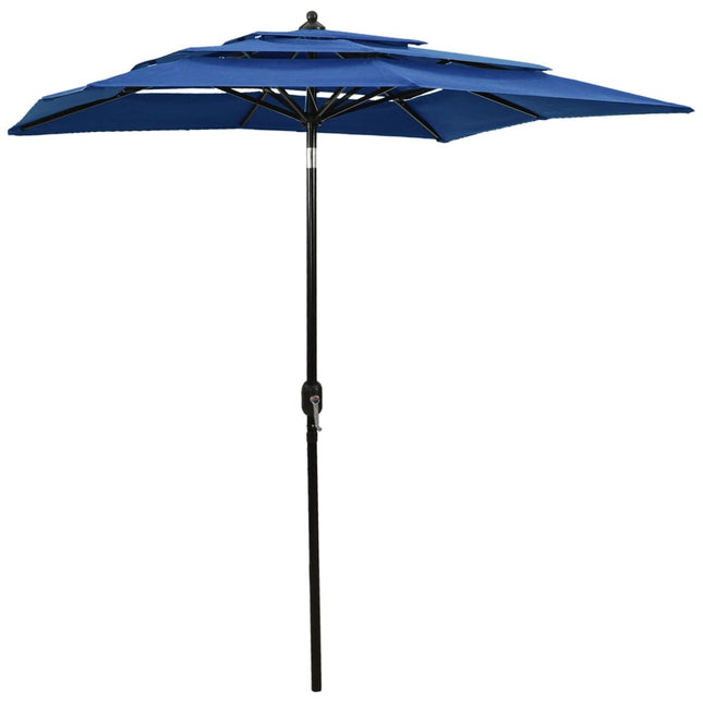 Parasol 3-Laags Met Aluminium Paal Azuurblauw 2 x 2 m azure blue