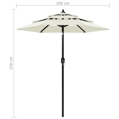 Parasol 3-Laags Met Aluminium Paal Kleurig 2 m Zand
